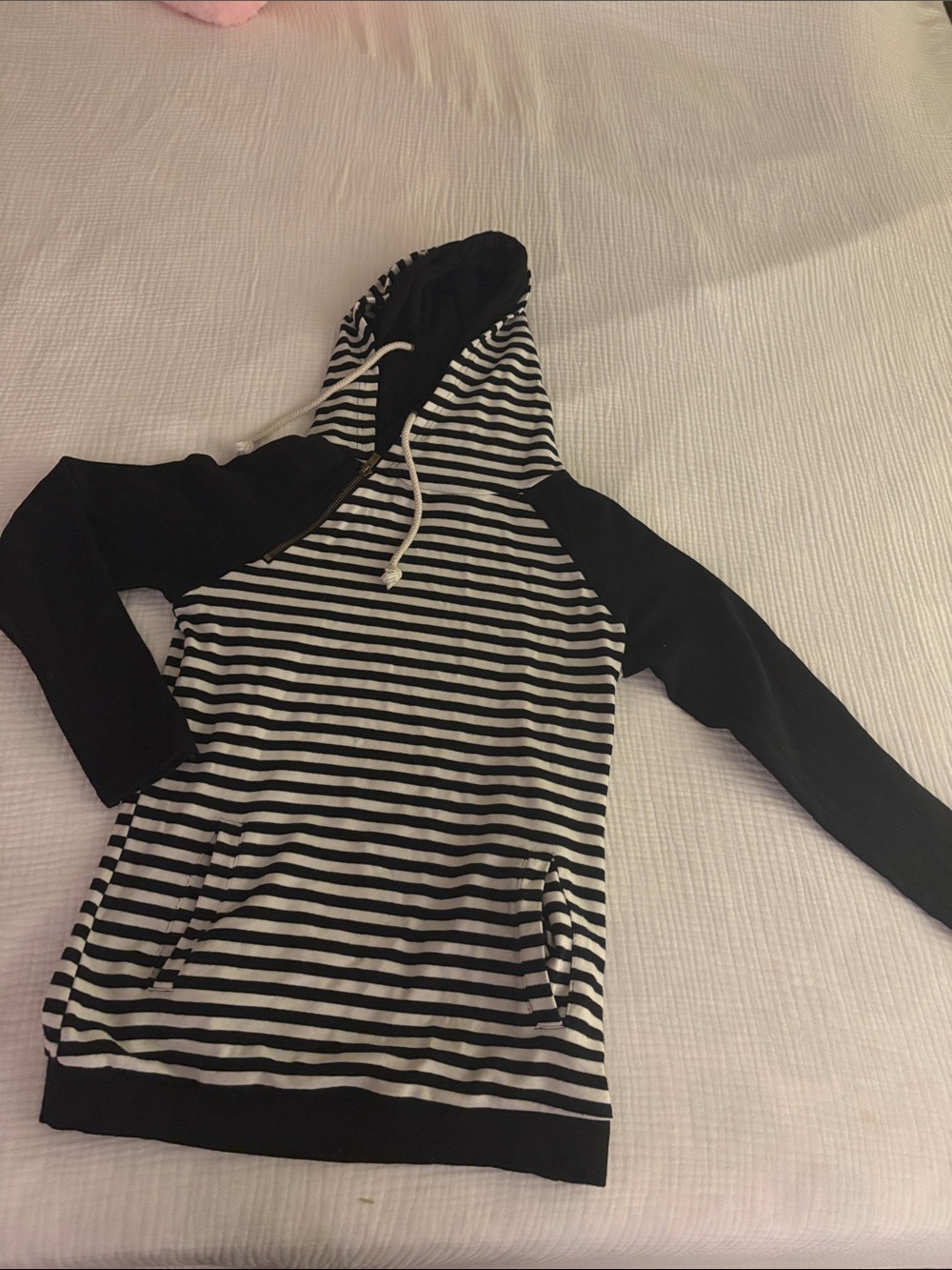 Black & White Striped Hoodie